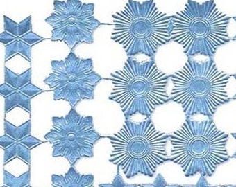 Germany 26 Assorted Light Blue Die Cut Dresden Stars Paper Foil  DFW749LB