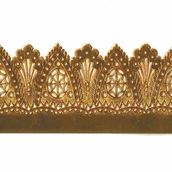 Dresden Trim Germany Antique Gold Extra Wide Embossed Fancy Paper Dresden Trim DFW94AG