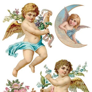 3 Sheets Self Adhesive Victorian Angels Stickers Colorful Scrapbooking Sticker Each Sheet 3-3/4" by 7-7/8"   STKC108