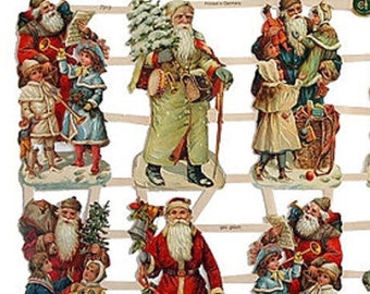Germany Paper Lithographed Die Cut Scraps Victorian Christmas Santa Claus  7313