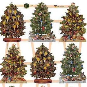 Germany Paper Scraps Lithographed Die Cut Victorian Christmas Trees  7396