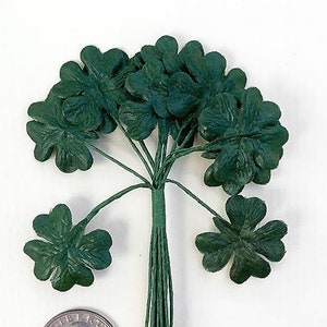 Austria 24 Millinery Leaves Shamrocks Four Leaf Clovers Fabric Leaves NAT70 x2