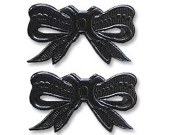 Dresden Trim Germany 20 Little Black Embossed Paper Foil Bows x2