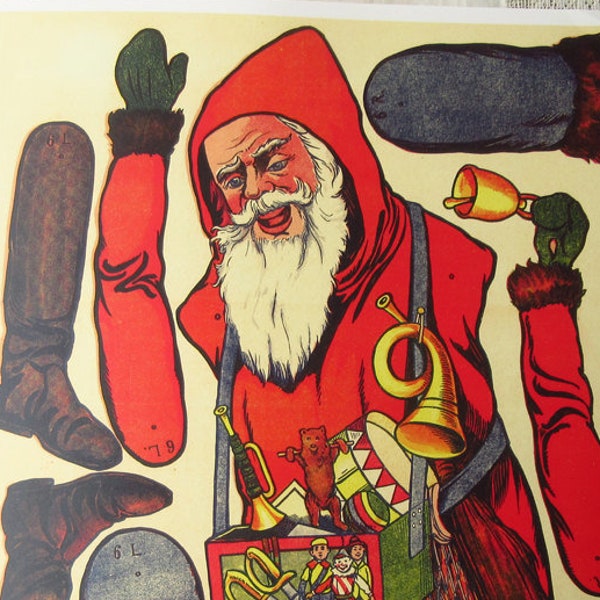 Germany Reprint Circa 1905 Santa Claus Jumping Jack Jumbo Sheet