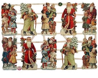 From Germany Paper Die Cut Scraps Victorian Christmas Santa Claus 7313
