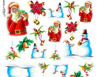 2 Sheets Italy Rice Paper Decoupage Christmas Santa Claus Snowman RCP-CH-09 x2