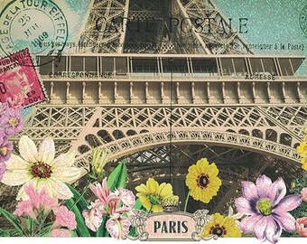 5 Germany Postcards Paris Eiffel Tower Collage Five Matching German Cards  PK172