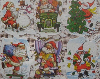 Vintage Scraps Christmas Kruger Paper Scraps Lithographed Santa Claus  1980s