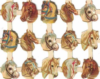 Germany Paper Scraps Miniature Heads Horses Die Cut Paper Scraps  7293