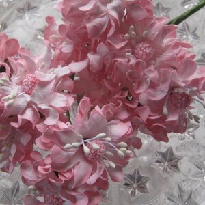 36 Pink Ruffle Daisies Paper Flowers Handmade Millinery Flower Open Daisy ~ 6 Bundles