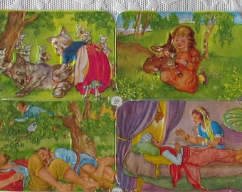 Vintage PZB Germany Paper Scraps Lithographed Die Cut Famous Fairy Tales  PZB 1345