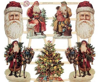 Germany Lithographed Victorian Santa Claus Paper Die Cut Scraps  7285