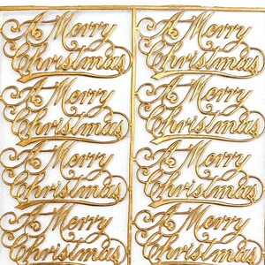 From Germany 12 Dresden Antique Gold Paper Foil Script A Merry Christmas DFW818AG