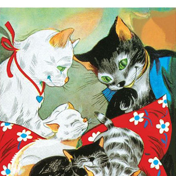 5 Sweden Swedish Postcards Cat Family Five Cards  19404