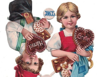 From Germany Vintage Lebkuchen Cookie Hansel Gretel Scraps L&B Paper Die Cut Scraps 30635