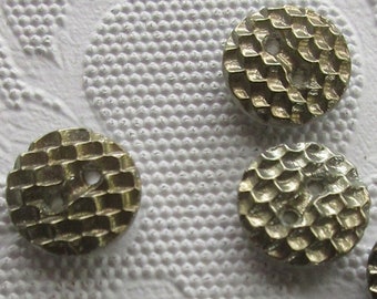 5 Vintage 1970s Czech Glass Buttons Handmade Silver On White Glass Czechoslovakia  BB