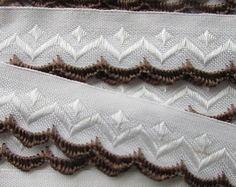 9-3/4 Yards Vintage Slovakia Woven  Embroidered Cotton Trim 9/16 Folk Costume Trim D-22