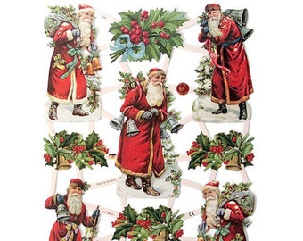 Germany Paper Scraps Lithographed Die Cut Victorian Santa Claus Christmas  7361