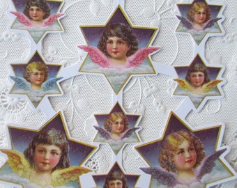 Denmark Paper Lithographed Die Cut Glittered Scraps Beautiful Angels  SD 01B