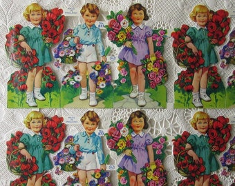 England Vintage Scrap Children Flowers Paper Scraps MLP Out of Print 877