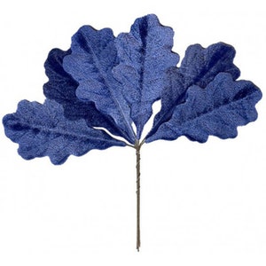 12 Czech Velvet Millinery Leaves Blue Oak Leafs NLC107BL