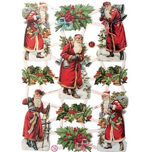 Germany Paper Scraps Lithographed Die Cut Victorian Santa Claus Christmas  7361