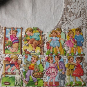 Vintage PZB Germany Paper Scraps Lithographed Die Cut Sweet Children  PZB 1335