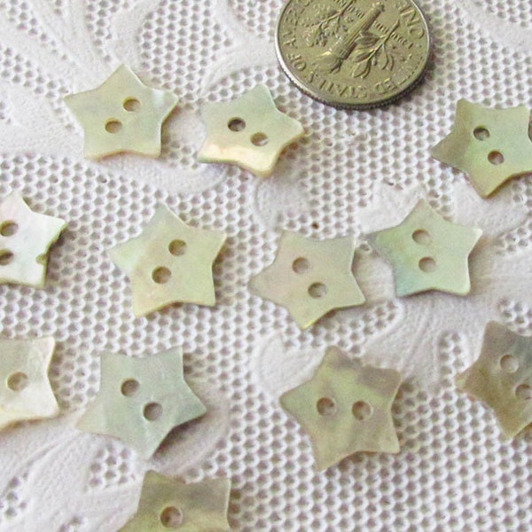 12 Buttons Mother Of Pearl Shell Star Buttons 3/8" Button SWD-3
