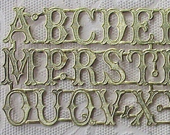 Vintage Germany Gold Embossed Fancy Alphabet Letters Foil Paper Dresden Trim