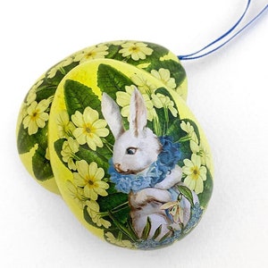 England Tin Metal Easter Egg Bunny Floral Box Ornaments 2-3/4" Nostalgic Craft Storage TEG218