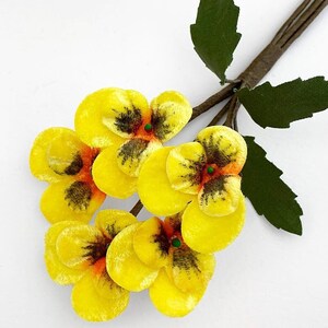 Czech Millinery Flowers Small Velvet Pansies Pansy Flower ~ Yellow NFC033Y