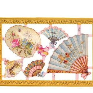 England Paper Lithograph Die Cut Scraps Victorian Fans Out Of Print MLP A71