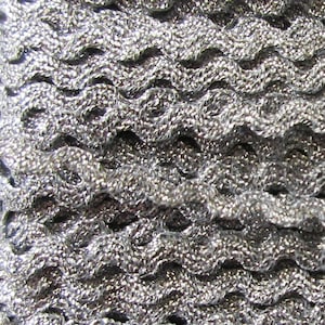 6-3/4 Yards Poland Vintage Very Tiny Metallic Narrow Silver Zig Zag Ric Rac Braid Woven Trim Ribbon 3/16&quot; Wide BD35