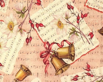 2 sheets bells music holiday print italian christmas paper tassotti italy ipt501 x2 - Italian Christmas Music 2 sheets bells music holiday print italian christmas paper tassotti italy ipt501 x2 - Italian Christmas Music