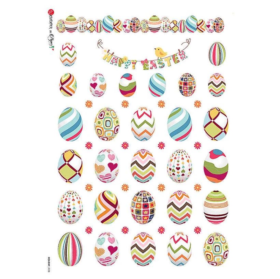 From Italy 2 Sheets Italian Rice Paper Decoupage Colorful Easter Eggs ...
