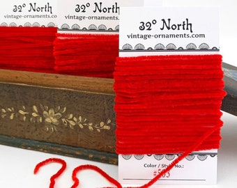 15 Feet Tiny 1/8" Made In USA Red Rayon Chenille Cording 5 Yards CT503