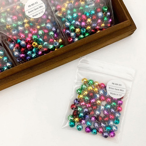 64 Czech Glass Christmas Garland 8mm Beads - Gem Mix GBR8-MX-03 - Etsy