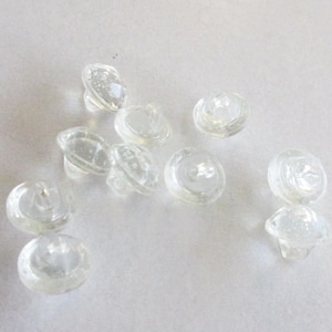 10 Vintage Glass Buttons Handmade Clear CB27
