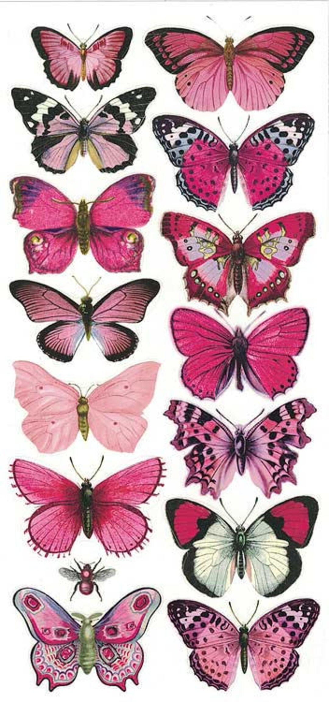 3 Sheets Self Adhesive Pink Purple Butterflies Stickers Colorful