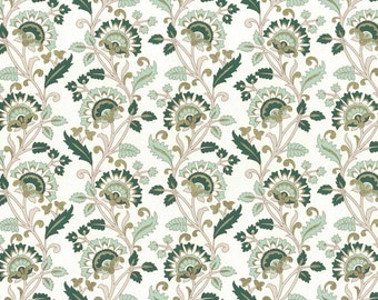 From Italy 2 Sheets Green Jacobean Floral Florentine Print Italian Paper ~ Rossi IPR309GR x2