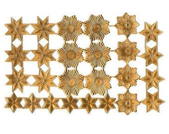 Germany 26 Antique Gold Die Cut Paper Foil Christmas Dresden Stars  DFW749AG