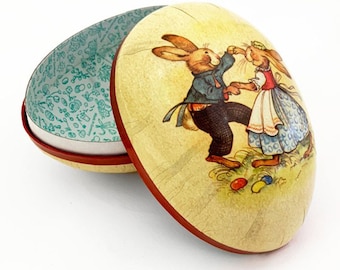 New 6” Germany Peter Rabbit Papier Paper Mache Easter Egg Box