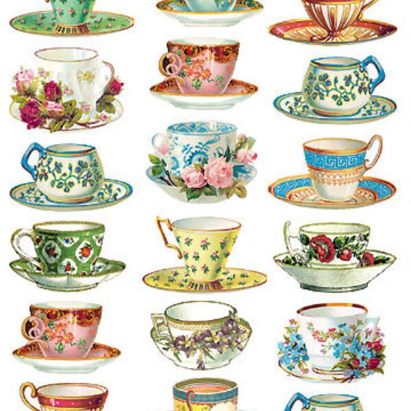 Tea Cup Stickers Etsy