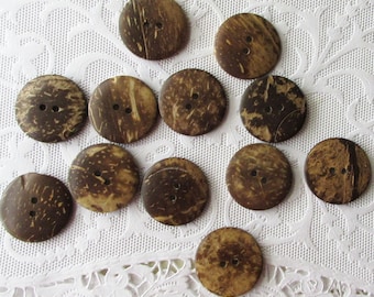 12 Jumbo Coconut Buttons Very Large 1-3/16" Each B-120