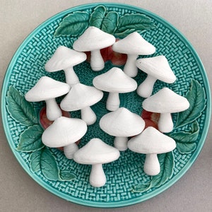 8 Czech Spun Cotton Blank Mushroom Ornaments with Top Hole 1-1/2" Tall for Christmas Crafts SC025