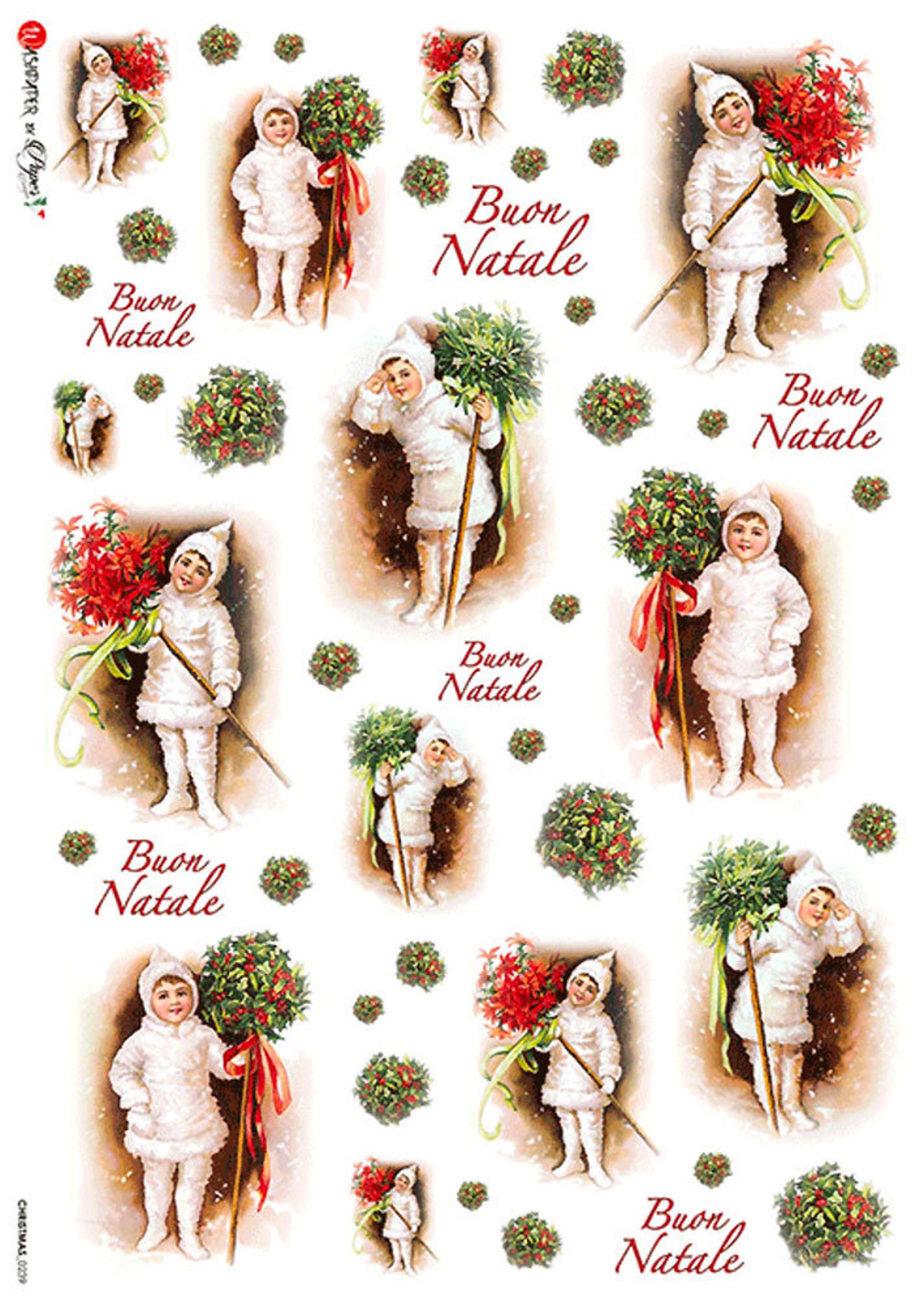From Italy 2 Sheets Italian Rice Paper Decoupage Snow Babies Christmas ...