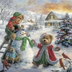 Germany Advent Calendar Christmas Teddy Bears Snowman Card Keepsake ADV12346