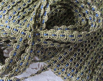 4 Yards Vintage Narrow Metallic Trim In Navy Blue Black Gold Old Store Stock TT11 OT05-NBL