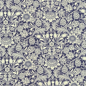2 Sheets Italian Blue Floral Print Paper ~ Carta Varese Italy  IPV881BL x2