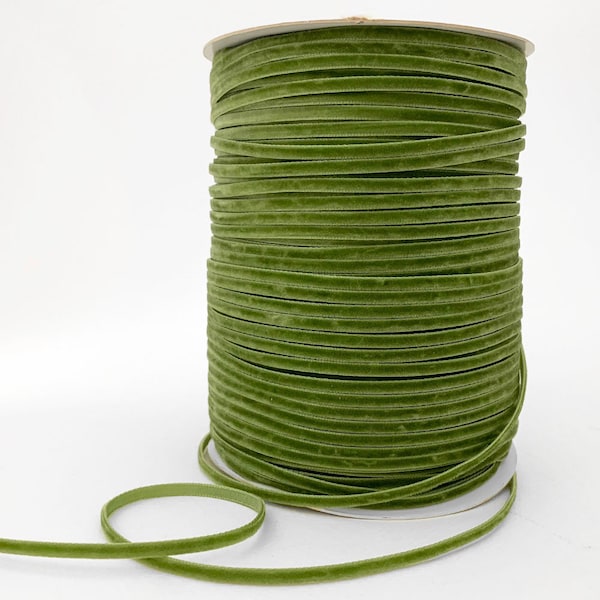 10 Yards 3mm Velvet Ribbon Trim Fern Green 1/8" Wide